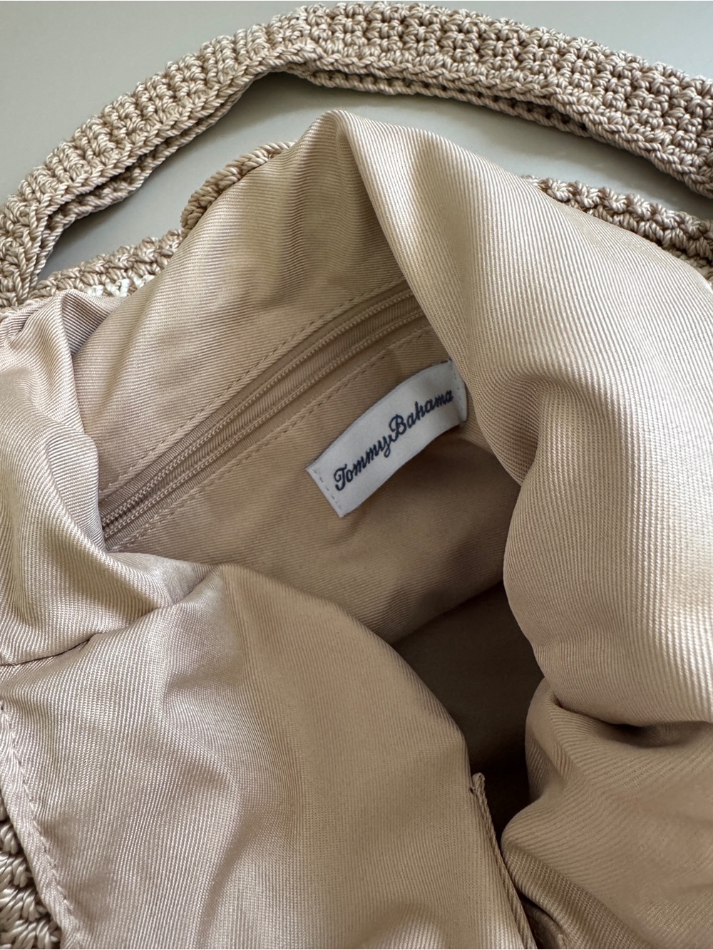 Tommy Bahama Slouchy Crochet Beige and Tan Shoulder Bag - Picture 5 of 5